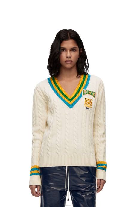 Loewe mujer jersey universitario de lana LP64964 blanco suave