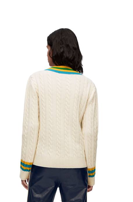 Loewe mujer jersey universitario de lana LP64964 blanco suave