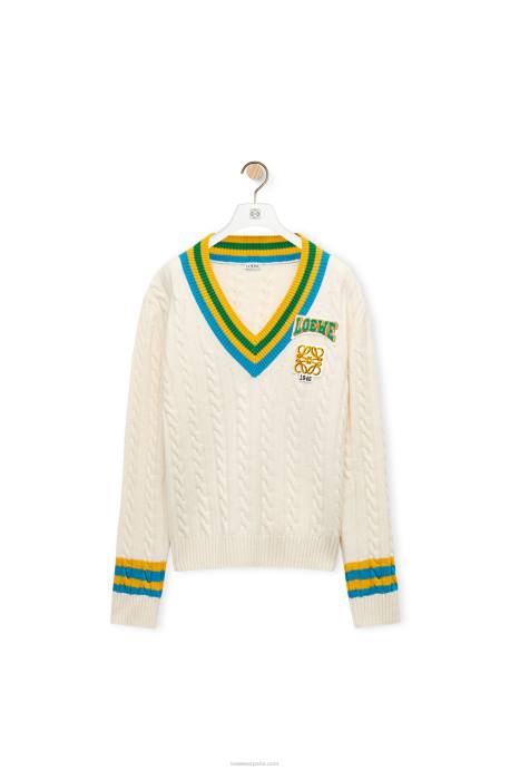 Loewe mujer jersey universitario de lana LP64964 blanco suave