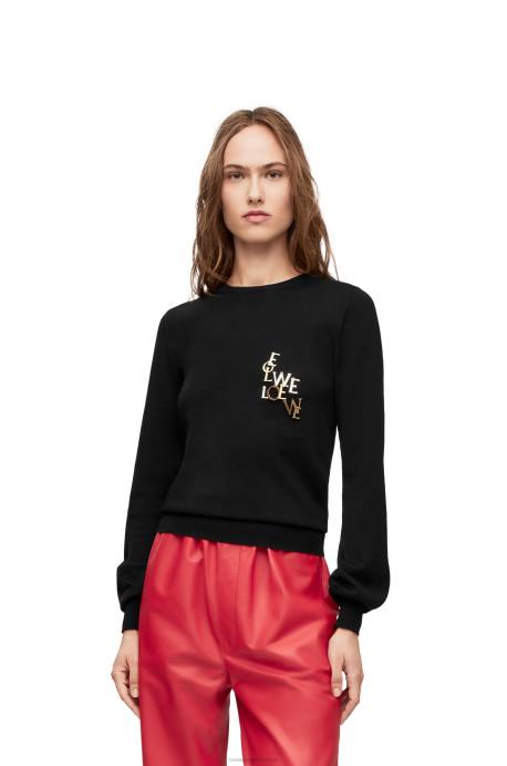 Loewe mujer suéter con encanto en lana LP64959 negro
