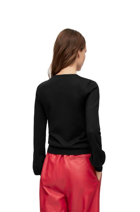 Loewe mujer suéter con encanto en lana LP64959 negro