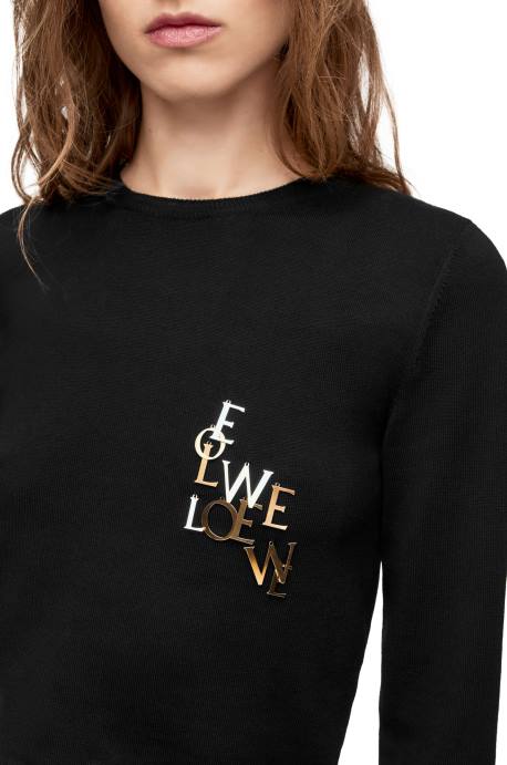 Loewe mujer suéter con encanto en lana LP64959 negro