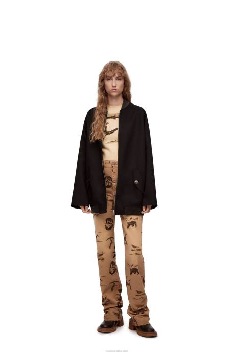 Loewe mujer suéter corto de ciervo en lana LP64999 crudo