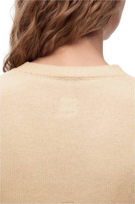 Loewe mujer suéter corto de ciervo en lana LP64999 crudo