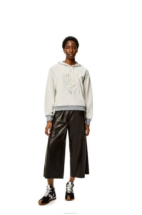 Loewe mujer Sudadera con capucha y corte estándar de algodón con anagrama LP64824 mezcla de grises