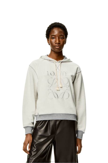 Loewe mujer Sudadera con capucha y corte estándar de algodón con anagrama LP64824 mezcla de grises