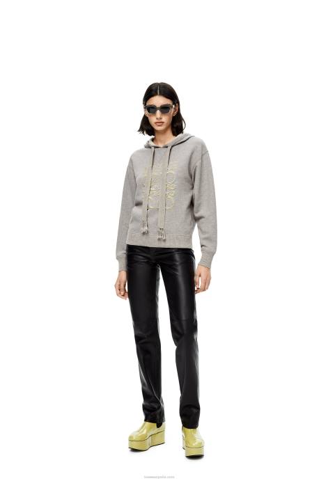 Loewe mujer Sudadera con capucha y corte estándar de algodón con anagrama LP64826 mezcla de grises