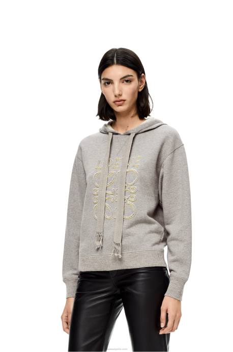 Loewe mujer Sudadera con capucha y corte estándar de algodón con anagrama LP64826 mezcla de grises