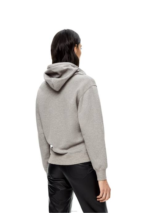 Loewe mujer Sudadera con capucha y corte estándar de algodón con anagrama LP64826 mezcla de grises