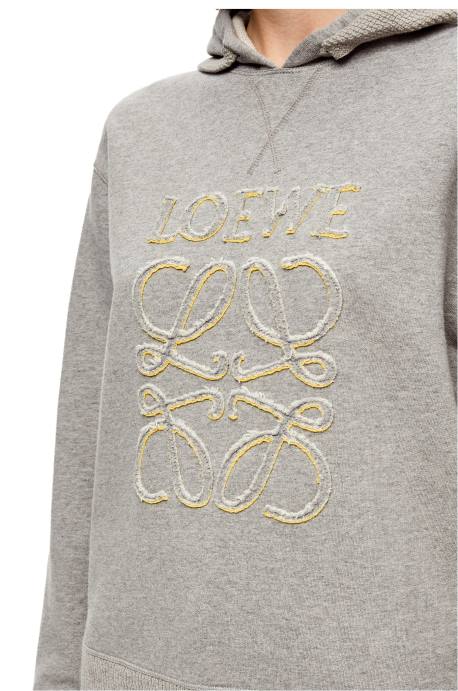 Loewe mujer Sudadera con capucha y corte estándar de algodón con anagrama LP64826 mezcla de grises
