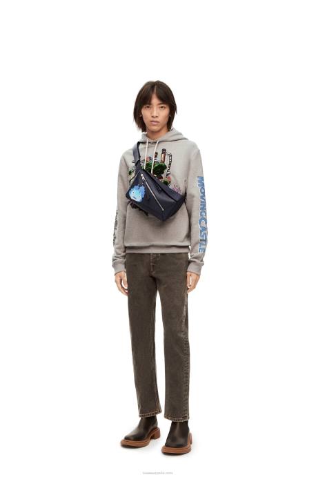 Loewe mujer sudadera con capucha de algodón con bordado de castillo en movimiento LP64840 gris
