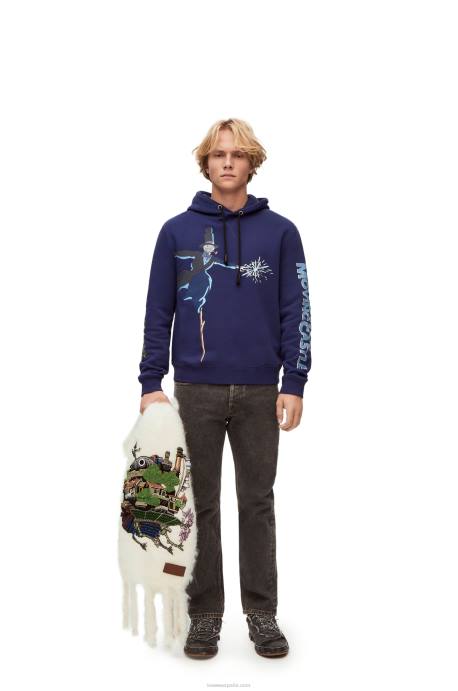 Loewe mujer sudadera con capucha de cabeza de nabo en algodón LP64844 Azul marino
