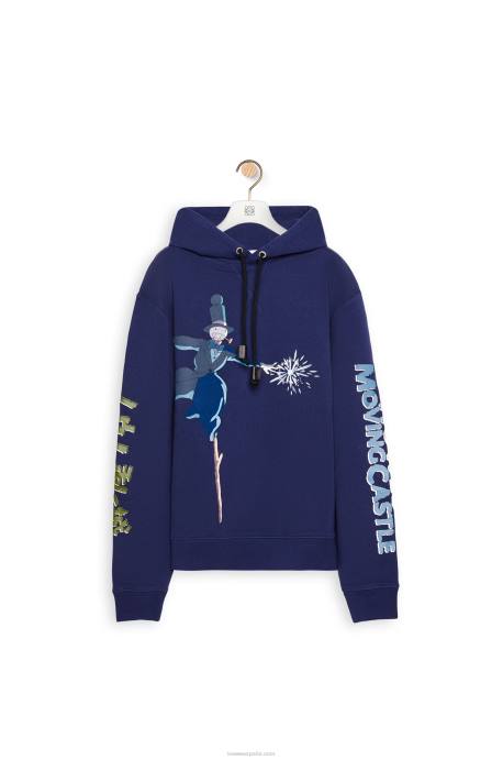 Loewe mujer sudadera con capucha de cabeza de nabo en algodón LP64844 Azul marino