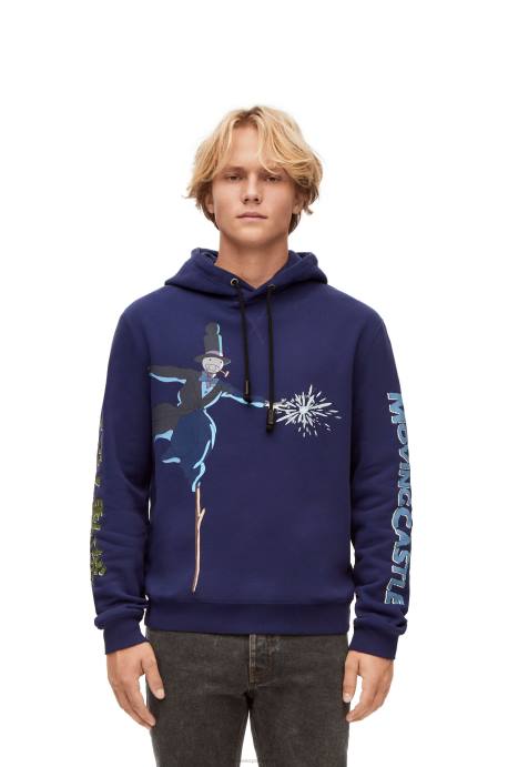 Loewe mujer sudadera con capucha de cabeza de nabo en algodón LP64844 Azul marino