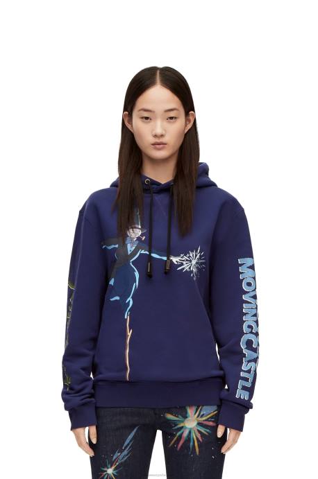 Loewe mujer sudadera con capucha de cabeza de nabo en algodón LP64844 Azul marino