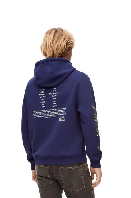 Loewe mujer sudadera con capucha de cabeza de nabo en algodón LP64844 Azul marino