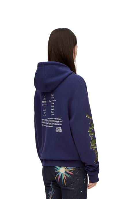 Loewe mujer sudadera con capucha de cabeza de nabo en algodón LP64844 Azul marino