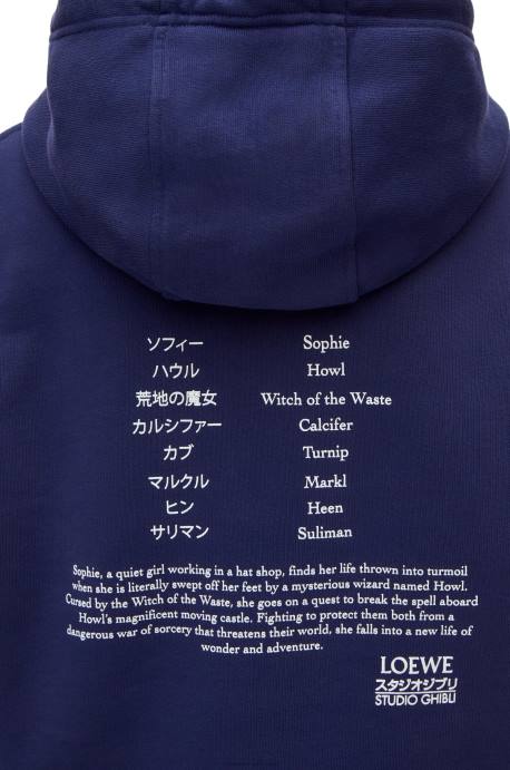 Loewe mujer sudadera con capucha de cabeza de nabo en algodón LP64844 Azul marino