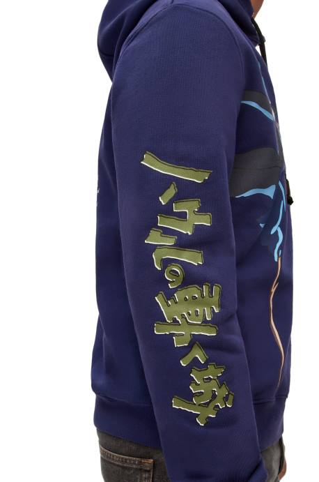 Loewe mujer sudadera con capucha de cabeza de nabo en algodón LP64844 Azul marino