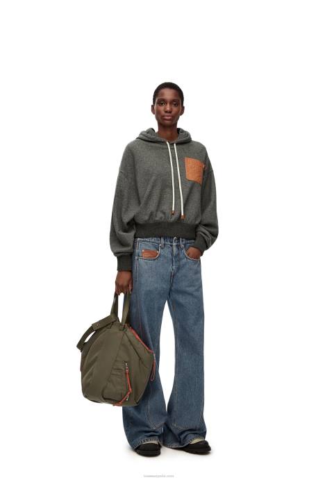 Loewe mujer sudadera con capucha de corte holgado en algodón LP64811 carbón
