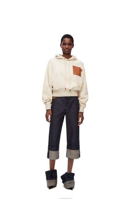 Loewe mujer sudadera con capucha de corte holgado en algodón LP64812 avena
