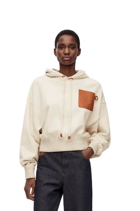 Loewe mujer sudadera con capucha de corte holgado en algodón LP64812 avena