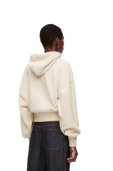 Loewe mujer sudadera con capucha de corte holgado en algodón LP64812 avena