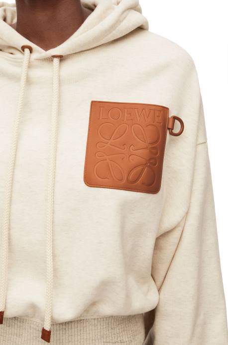 Loewe mujer sudadera con capucha de corte holgado en algodón LP64812 avena