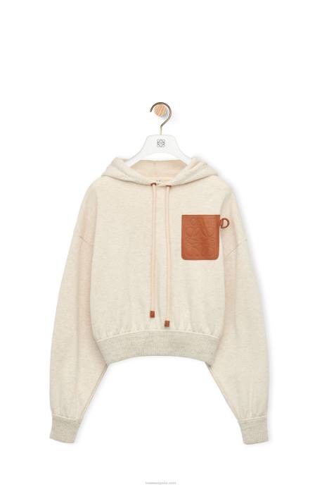 Loewe mujer sudadera con capucha de corte holgado en algodón LP64812 avena