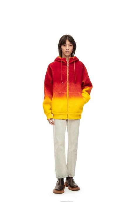 Loewe mujer sudadera con capucha en intarsia de calcifer en borrego LP64839 multicolor