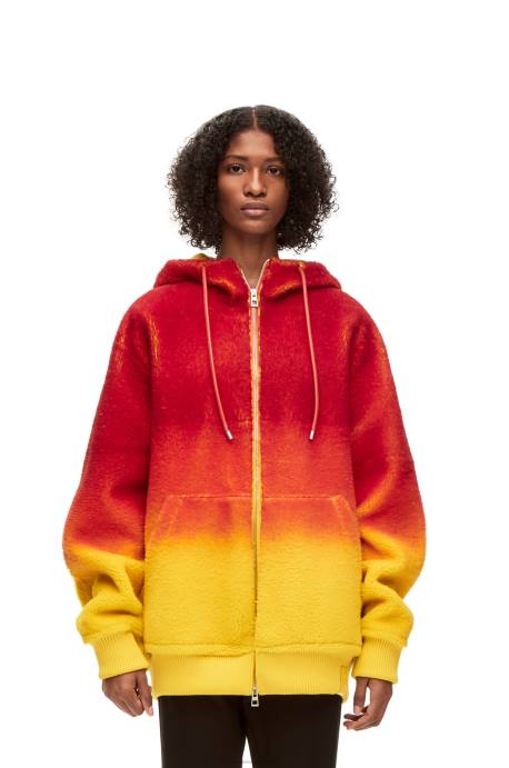 Loewe mujer sudadera con capucha en intarsia de calcifer en borrego LP64839 multicolor