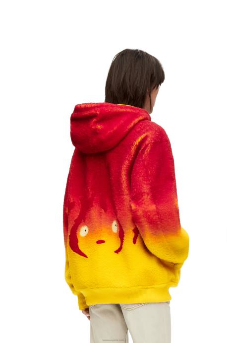Loewe mujer sudadera con capucha en intarsia de calcifer en borrego LP64839 multicolor