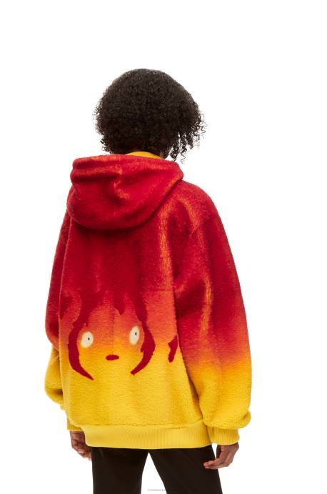 Loewe mujer sudadera con capucha en intarsia de calcifer en borrego LP64839 multicolor