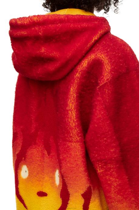 Loewe mujer sudadera con capucha en intarsia de calcifer en borrego LP64839 multicolor