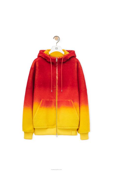 Loewe mujer sudadera con capucha en intarsia de calcifer en borrego LP64839 multicolor