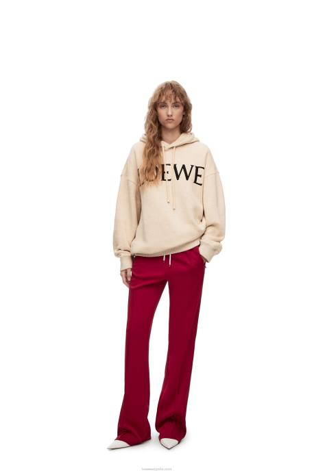 Loewe mujer sudadera con capucha extragrande de algodón LP64801 Marfil
