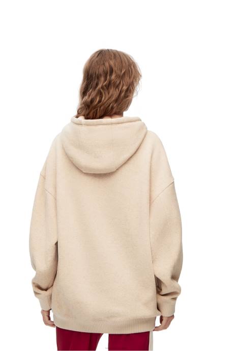 Loewe mujer sudadera con capucha extragrande de algodón LP64801 Marfil