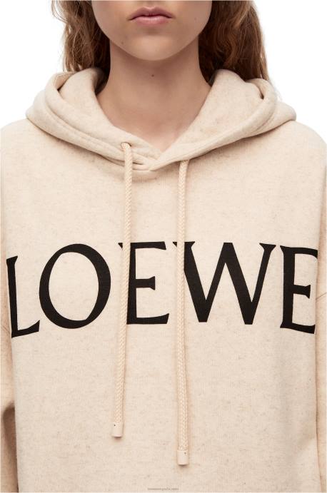 Loewe mujer sudadera con capucha extragrande de algodón LP64801 Marfil
