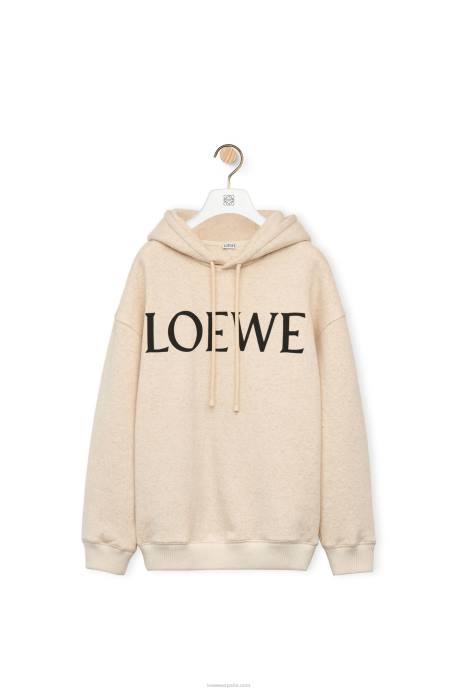 Loewe mujer sudadera con capucha extragrande de algodón LP64801 Marfil