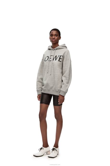 Loewe mujer sudadera con capucha extragrande de algodón LP64810 mezcla de grises