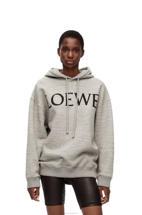 Loewe mujer sudadera con capucha extragrande de algodón LP64810 mezcla de grises