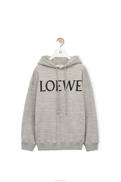 Loewe mujer sudadera con capucha extragrande de algodón LP64810 mezcla de grises