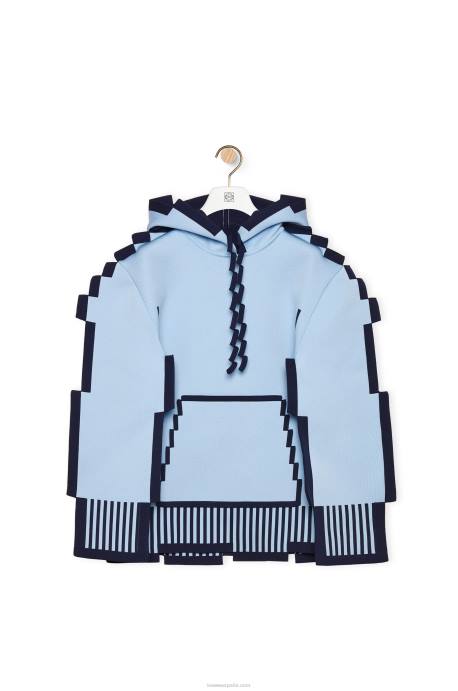 Loewe mujer sudadera con capucha pixelada de punto técnico LP64802 azul claro