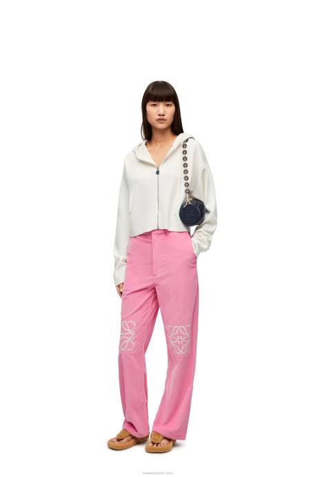 Loewe mujer sudadera con cremallera y anagrama de lana LP64779 blanco