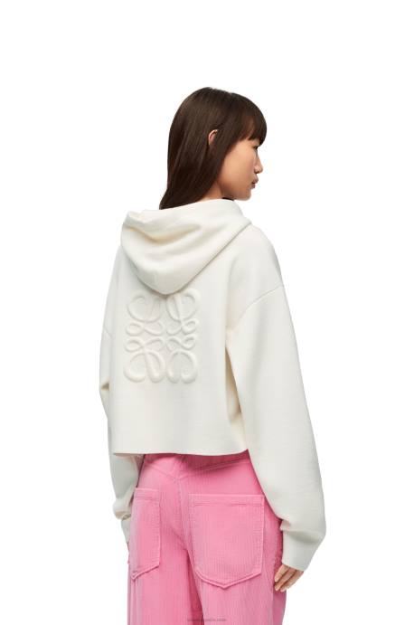 Loewe mujer sudadera con cremallera y anagrama de lana LP64779 blanco
