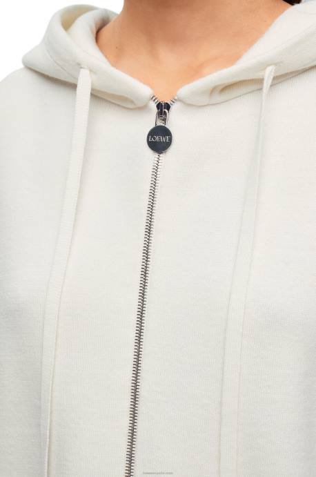 Loewe mujer sudadera con cremallera y anagrama de lana LP64779 blanco