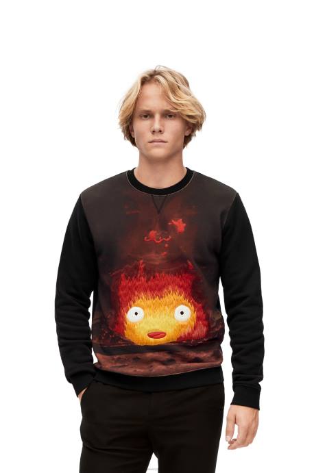 Loewe mujer sudadera calcifer de algodón LP64843 negro/multicolor