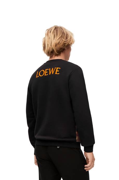 Loewe mujer sudadera calcifer de algodón LP64843 negro/multicolor