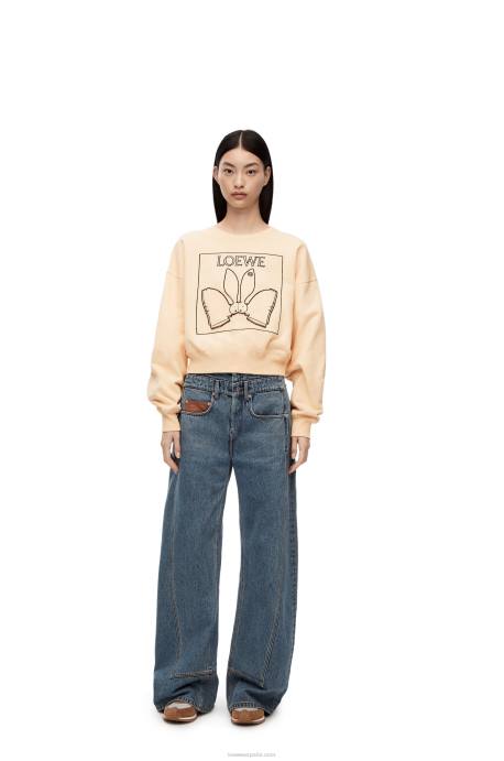 Loewe mujer sudadera con conejito de algodón LP64805 Marfil