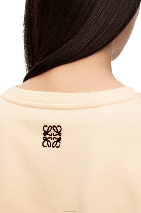 Loewe mujer sudadera con conejito de algodón LP64805 Marfil